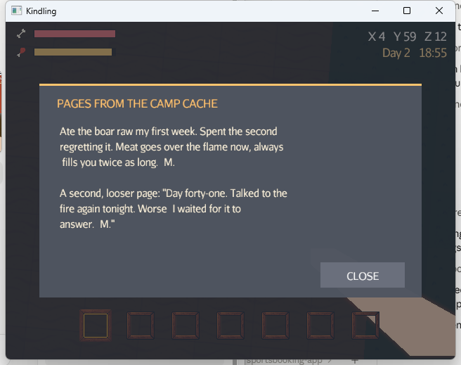 A page of Maren's writing open in-game